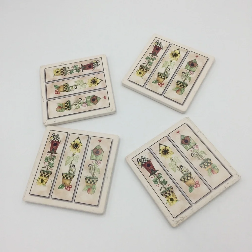 Vintage Inspired Garden Picture Ceramic Coasters